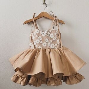 Floral Lace Tan Dress